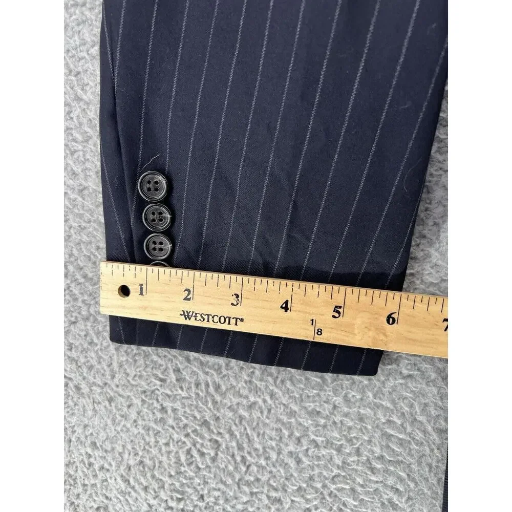 Hickey Freeman Sports Jacket 40 R Black Wool Stripe Loro Piana Super‎ 150s